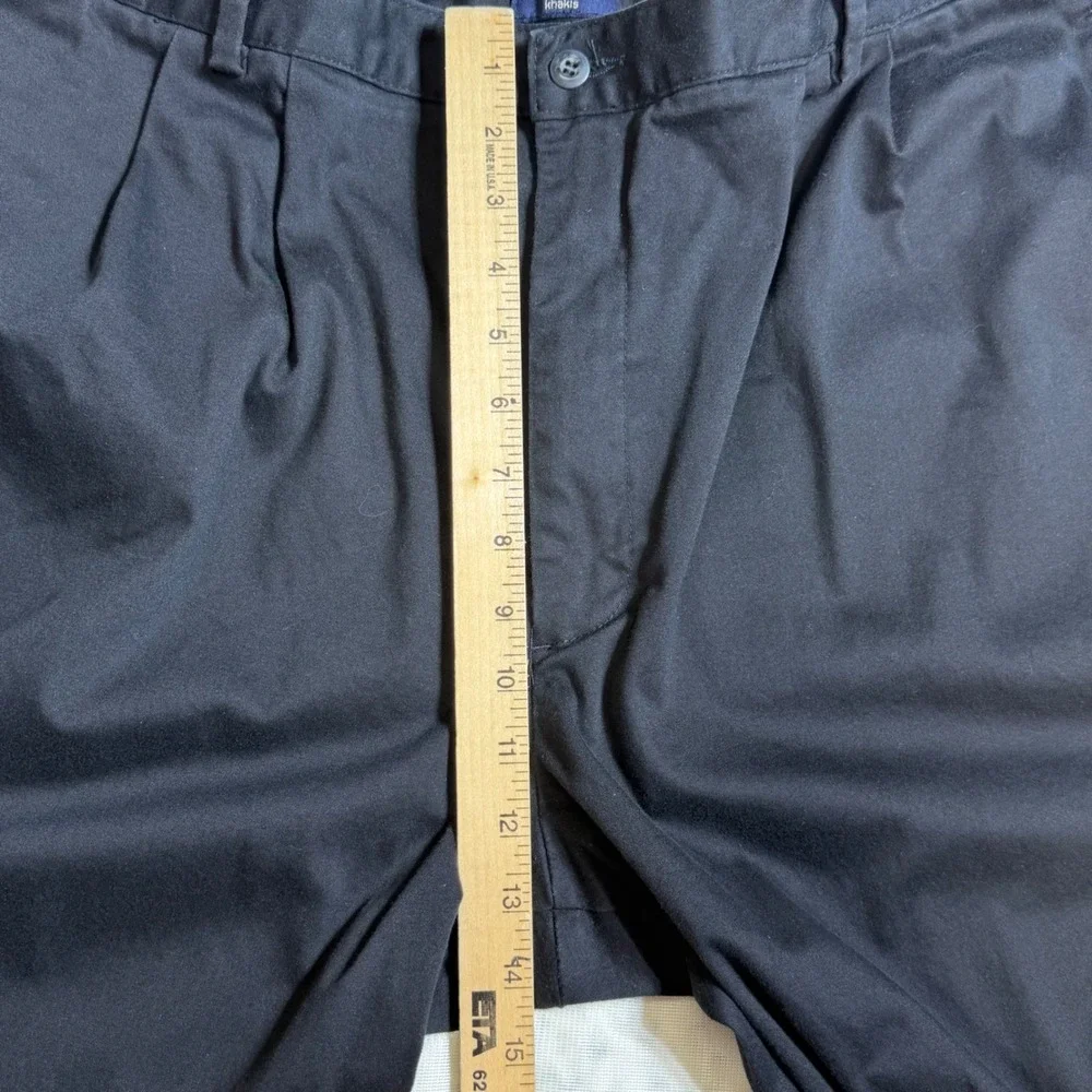 Dockers Mens 42x30 Black Pleated Chinos‎ Stretch Cotton Straight Leg Pants